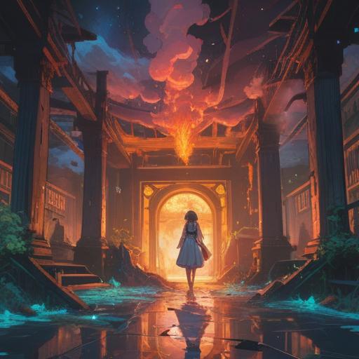 A surreal and introspective scene depicting a spiritual awakening at the moment of an accident, contrasting emotions of shock and enlightenment, ethereal light illuminating a chaotic environment, a person experiencing a profound realization amidst turmoil, symbolic elements representing transformation and rebirth, 4k