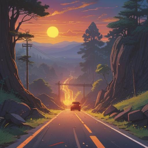 A serene and thought-provoking scene depicting a road accident with a radiant light emerging from the center, symbolizing spiritual growth and transformation, lush green surroundings, gentle sunlight filtering through the trees, ethereal atmosphere, hopeful expressions on bystanders’ faces, vibrant colors, 4k