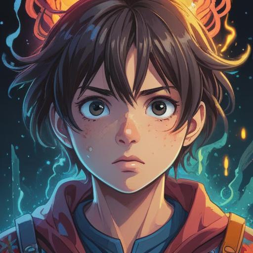 A spiritually enlightening illustration depicting a person with a pimple between their eyes, surrounded by ethereal energy and light, symbols of self-reflection and awareness, serene facial expression, atmospheric background with soft glowing orbs, hints of nature, capturing a moment of introspection, 4k