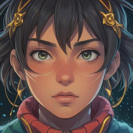 A close-up illustration of a serene face with subtle wrinkles under the eyes, symbolizing wisdom and spirituality, soft glowing light emphasizing the details, a peaceful expression conveying inner strength, nature elements in the background representing connection to the universe, ethereal vibes, harmonious colors, 4k