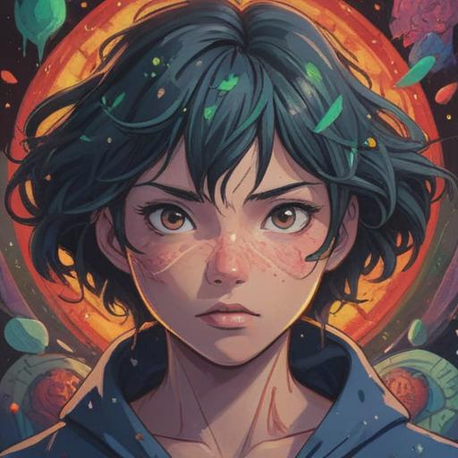 A mystical illustration symbolizing spiritual signs, emphasizing a close-up of a person's face with distinct blemishes under the eyes, conveying a sense of insight and intuition, serene expression, ethereal glow, surrounding nature, calming colors, representing inner strength and wisdom, artistic representation of spiritual growth, 4k