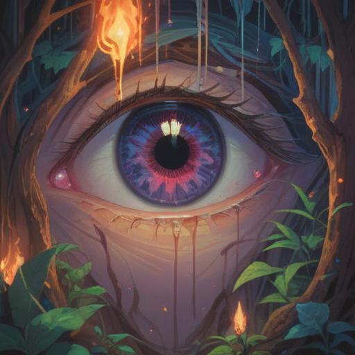 A mystical and introspective scene depicting the spiritual meaning of pain behind the eyes, ethereal light radiating from the subject's eyes, swirling energy patterns surrounding the head, a serene yet poignant expression, soft hues of blue and purple representing inner turmoil, abstract shapes and symbols reflecting awareness and enlightenment, a dreamlike background with gentle curves and flowing forms, 4k