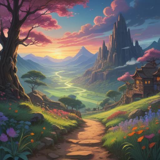 A mystical landscape depicting the appearance of a chalazion, ethereal light, protective spirits, signs of spiritual awareness, soothing nature, serene environment, flowing energy, cosmic connection, 4k