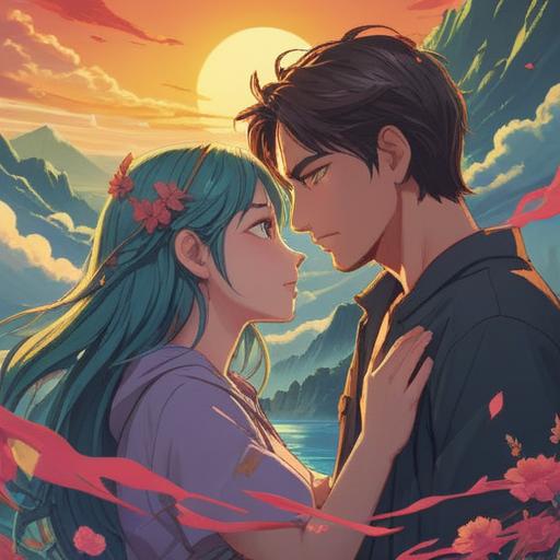 A romantic and spiritual scene depicting the concept of itchy eyes as a sign of love, a dreamy couple gazing at each other, surrounded by soft, glowing light, floral elements symbolizing attraction, a serene atmosphere, gentle colors reflecting warmth and tenderness, mystical aura, 4k