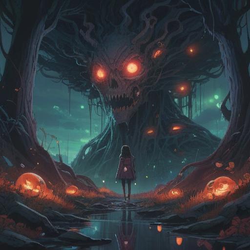 A surreal illustration that conveys the spiritual meaning of feeling fear from eyes, dark and mysterious atmosphere, shadowy figures with intense gazes, ethereal light illuminating the scene, abstract symbolism representing inner fears, emotional depth, haunting beauty, 4k