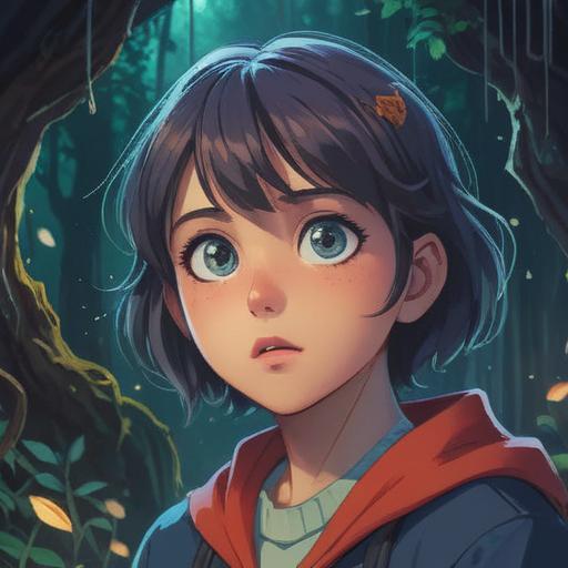 A serene and mystical scene, a person with large expressive eyes gazing upwards, surrounded by ethereal light, subtle symbols of spirituality appearing around them, a tranquil forest setting, soft beams of sunlight filtering through the trees, a sense of awakening and awareness, calming color palette, visually captivating and thought-provoking, 4k