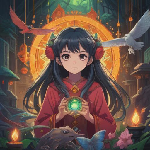 A person with large eyes, representing spiritual insight and wisdom, surrounded by ethereal light, mystical symbols floating around, serene expression, softly glowing aura, peaceful atmosphere, harmonious colors, nature backdrop, 4k