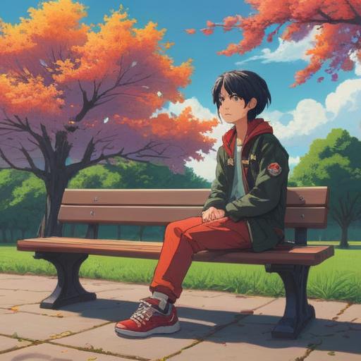 A hopeful illustration of a person reflecting after a job interview rejection, sitting on a park bench, looking at a bright sky, visualizing future possibilities, surrounded by positive symbols like a four-leaf clover, a shining star, and uplifting quotes in the background, warm and encouraging atmosphere, rich details, 4k