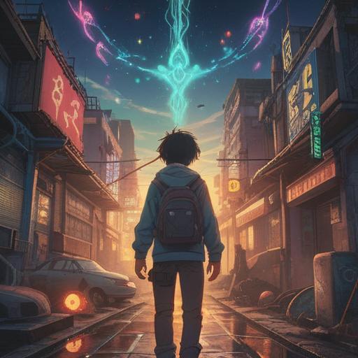 A person standing at a crossroads, symbolizing confusion, ethereal light shining down from above, mystical symbols floating in the air, vibrant colors, signs indicating different paths, a sense of wonder and uncertainty, nature surrounding the scene, serene atmosphere, detailed background, high resolution, evocative imagery