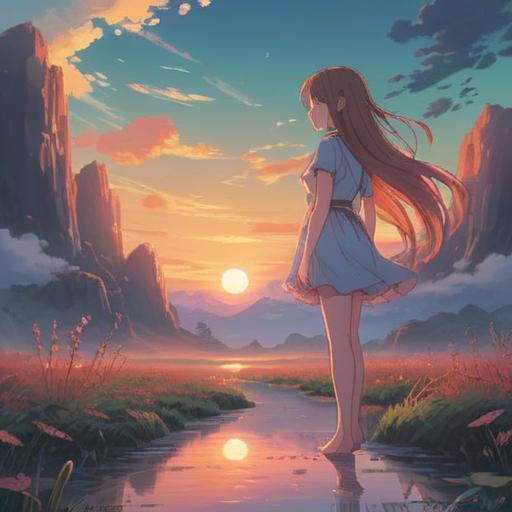A serene and mystical dawn scene, soft pastel colors illuminating the horizon, a figure awakening with a peaceful expression, surrounded by ethereal light, symbols of spiritual awakening in the air, gentle rays of sunlight breaking through the clouds, a tranquil atmosphere, nature awakening around them, 4k