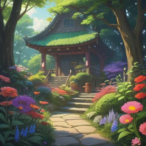 A tranquil scene depicting a small, serene memorial garden, soft light filtering through trees, flowers blooming with vibrant colors, an inscription on a stone tablet, a calendar page showing a significant date, gentle breeze rustling through leaves, emphasizing remembrance and reflection, harmonious atmosphere, 4k