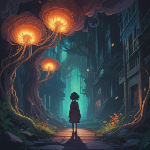 A metaphysical illustration depicting the concept of forgetting names, ominous shadows representing negative energy, ethereal wisps in the background, a person looking confused among swirling symbols of names, a dark aura surrounding them signifying spiritual warning signs, eerie and mysterious atmosphere, 4k