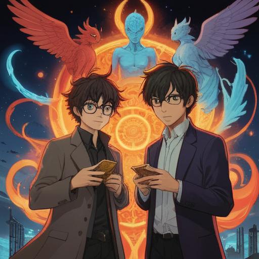 A spiritual illustration depicting the concept of names representing their essence, vibrant symbols of good omens, ethereal beings radiating positive energy, mystical landscapes filled with light, harmonious color palette, interconnectedness of names and identities, serene atmosphere, 4k