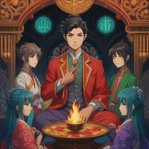 A spiritual and harmonious scene depicting a man as a groom adopted into a family, surrounded by symbols of tradition and acceptance, warm family environment, subtle light illuminating joyful faces, representing unity and love, elements of nature symbolizing growth and prosperity, intricate details showcasing cultural significance, serene and uplifting atmosphere, 4k