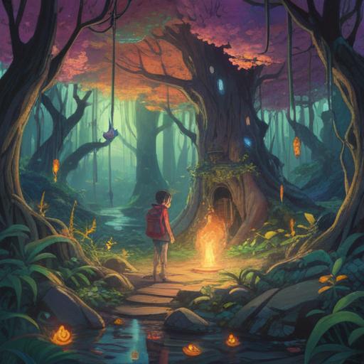 A mystical illustration exploring the spiritual meaning of intense curiosity, swirling ethereal colors, enchanted forest setting, glowing symbols of knowledge and intuition, a figure in meditation, surrounded by floating orbs of light, serene and contemplative atmosphere, vibrant energy, 4k