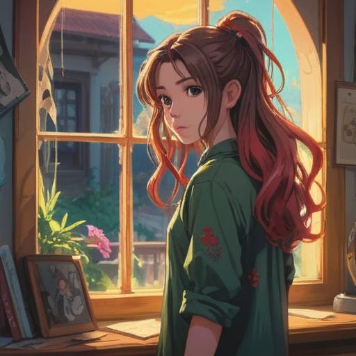 A serene and introspective scene, a person standing in front of a mirror with scattered hair around, vibrant sunlight streaming through a window, reflecting a sense of liberation and renewal, gentle colors blending harmoniously, an ethereal aura surrounding them, symbols of transformation and self-discovery in the background, peaceful atmosphere, 4k