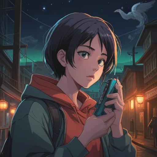 A mysterious scene depicting a person receiving repeated silent phone calls, dark and moody atmosphere, ethereal light illuminating their anxious expression, shadowy presence in the background, subtle hints of spiritual symbolism like orbs or feathers, tension in the air, suggestive of unseen forces at play, 4k