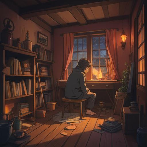 A serene and contemplative scene, depicting a person sitting alone in a dimly lit room, surrounded by soft candlelight, shadows emphasizing their pensive expression, ethereal wisps of energy representing spiritual detachment, a gentle aura of stillness, muted colors to evoke a sense of lethargy, detailed textures in the clothing and surroundings, capturing the essence of apathy with a profound spiritual undertone, 4k
