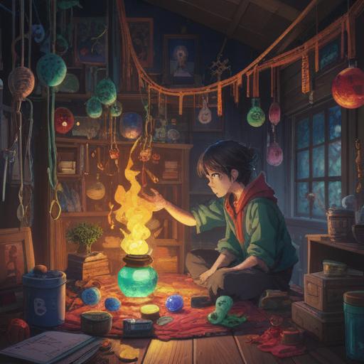 A serene illustration depicting a person surrounded by lucky items, a soft glow emanating from the objects, an ambient atmosphere, subtle expressions of apathy on the person's face, cozy room setting, warm light filtering through a window, a blend of comforting and mysterious vibes, gentle and calming colors, 4k