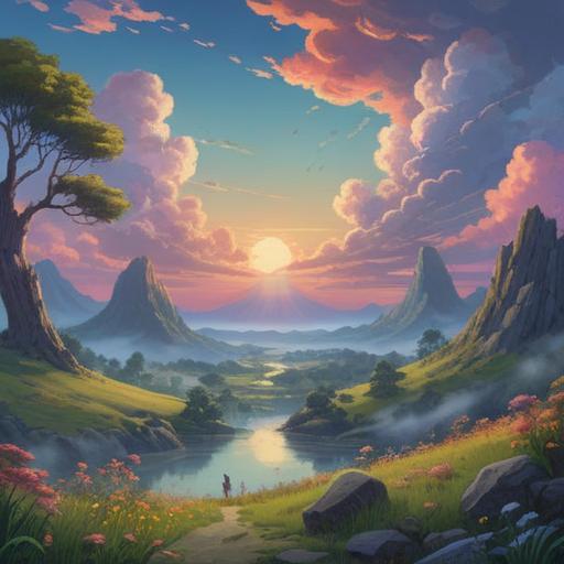 A serene and tranquil landscape, depicting a vast expanse of emptiness, ethereal light illuminating the surroundings, soft clouds drifting in a clear sky, symbolizing spiritual awakening, gentle waves lapping at a quiet shore, a lone figure meditating peacefully, harmony and balance in nature, 4k