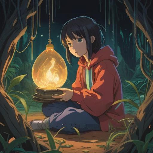 A serene and contemplative scene depicting the act of losing something precious, ethereal glow surrounding the lost item, a person looking thoughtfully into the distance, symbolic elements representing reflection and growth, nature intertwined with emotions, soft sunlight filtering through trees, a sense of tranquility and introspection, warm color palette, 4k