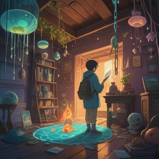 A serene illustration depicting a person searching for lost items, surrounded by floating symbols of spiritual guidance, soft light emanating from objects, ethereal glow around the surroundings, nature elements symbolizing intuition, signs like feathers and coins appearing subtly, a calm atmosphere encouraging mindfulness, detailed facial expression of contemplation, 4k