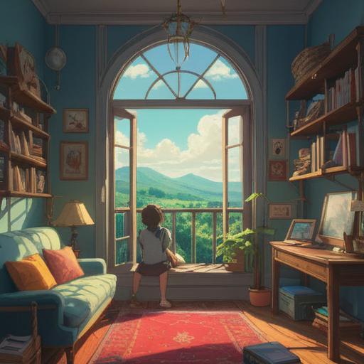 A serene and uplifting scene, a person discovering a lost item, bright sunlight streaming through a window, a sense of joy and realization, elements symbolizing good fortune like a four-leaf clover, harmonious surroundings filled with vibrant colors, a feeling of renewal and hope, soft focus, 4k