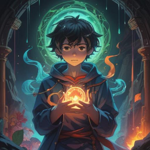 A magical scene depicting a person holding a powerful gemstone, glowing softly, surrounded by swirling dreams and vibrant colors, the aura emanating positive energy, fantastical elements representing dreams coming true, a serene landscape in the background, inspiring hope and transformation, 4k