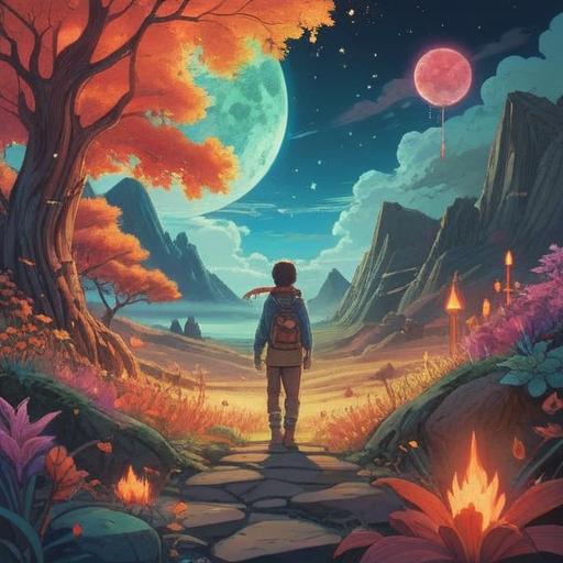 A serene illustration depicting a person surrounded by dreamlike landscapes, ethereal colors, mystical symbols floating in the air, deep connection to spirituality, stars and galaxies in the background, tranquil expression, flowing energy surrounding the figure, 4k