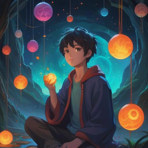 A mystical scene depicting a person surrounded by ethereal dream symbols, soft glowing orbs floating around, vibrant colors representing high dream frequency, intricate patterns of light and shadow, symbolic objects like feathers and crystals, a serene expression on the person's face, in a tranquil, otherworldly landscape, 4k