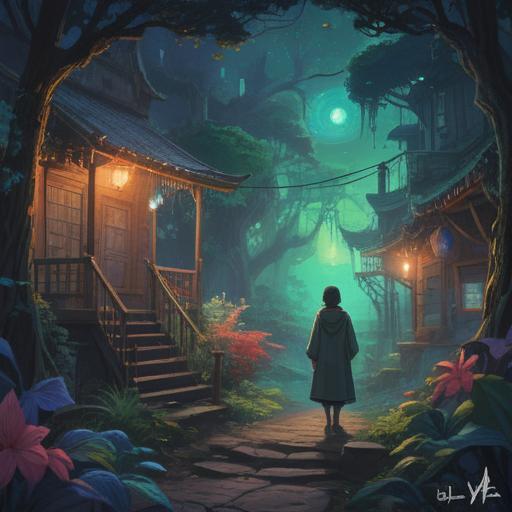 A mystical night scene, featuring a person experiencing a vivid dream, ethereal light shining through, symbolic imagery of déjà vu, spiritual symbols in the air, serene expression of wonder, cosmic elements surrounding, calming colors, reflective atmosphere, enchanting details, 4k