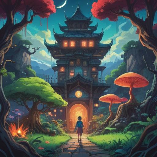 A surreal illustration capturing the essence of a déjà vu experience, vivid colors, dreamlike landscape, abstract tools representing the mind, swirling memories, ethereal figures, intertwining timelines, reflective surfaces, whimsical elements, immersive atmosphere, 4k