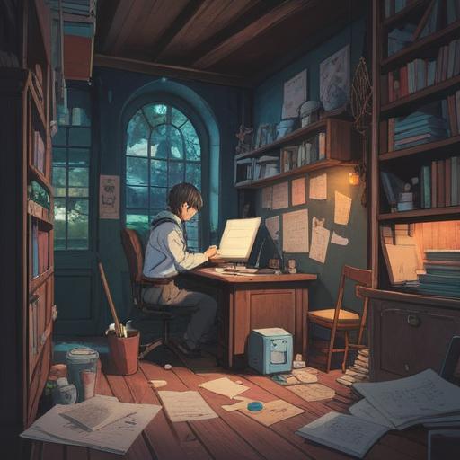 An organized collection of various documents and notes, visually representing the concept of summarization, scattered papers, sticky notes, a computer with a summary displayed on the screen, vibrant colors, clear and structured layout, educational setting, 4k