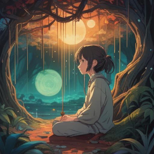 A serene and dreamlike illustration, depicting a person in a state of deep drowsiness, surrounded by ethereal light, gentle swirls of colors, symbols of sleep and spirituality, an aura of tranquility, soft and calming elements, hinting at the connection between sleep and the spiritual realm, peaceful facial expression, 4k