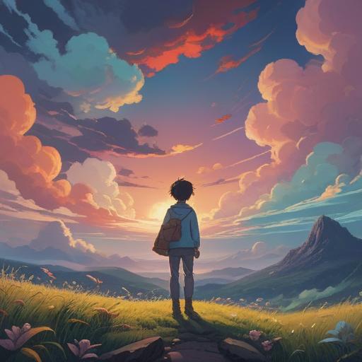 A serene, ethereal landscape portraying a person surrounded by soft clouds, gentle light illuminating their peaceful face, dreamlike surroundings filled with shimmering stars, a sense of tranquility and spiritual awakening, symbolic representations of rest and rejuvenation, calming colors, 4k