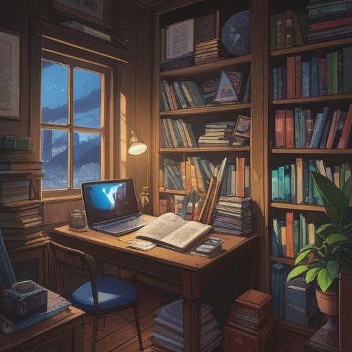 A visually engaging scene depicting a collection of various books and notes on a desk, papers organized around a laptop, a cup of coffee steaming nearby, warm sunlight filtering through a window, creating a cozy and productive atmosphere, sharp focus on the desk items, conveying the essence of summarization and organization, detailed textures, vibrant colors, inviting setting