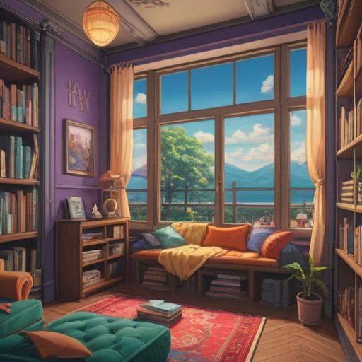 A serene indoor space designed for relaxation and self-care, soft natural lighting filtering through large windows, a cozy reading nook with plush cushions and a warm blanket, a small indoor garden with thriving plants, essential oils and calming candles on a stylish table, an inviting yoga mat rolled out on a polished wooden floor, tranquil atmosphere, refreshing and rejuvenating ambiance, personal sanctuary, 4k