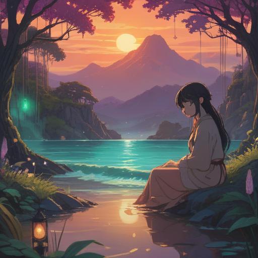 A serene and mystical scene depicting a person peacefully dozing off in a tranquil environment, ethereal lights surrounding them, subtle energy waves emanating, soft glows indicating spiritual awareness, a guardian figure in the background watching over, gentle colors enhancing a calming atmosphere, hints of nature reflecting tranquility, 4k
