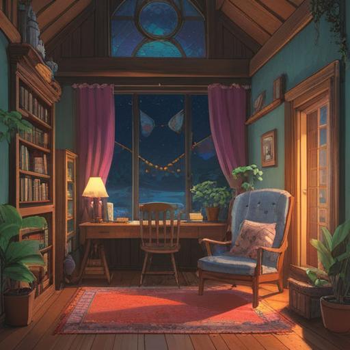 A serene scene depicting self-care practices, a peaceful indoor space with soft lighting, a cozy setting featuring a comfortable chair and a small table with candles, a person practicing mindfulness or meditation, surrounded by plants and calming decor, reflections of deep personal connections and emotional well-being, warm and inviting colors, 4k