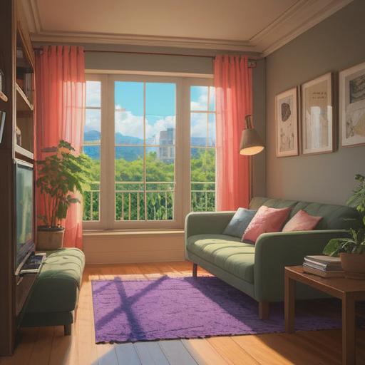 A serene and tranquil home environment, soft sunlight filtering through the curtains, cozy blankets on a comfortable sofa, a gentle aura surrounding a person in a meditative pose, dreamy atmosphere, subtle symbols of spirituality, peaceful mind, warm and inviting colors, a sense of drowsiness and relaxation, 4k