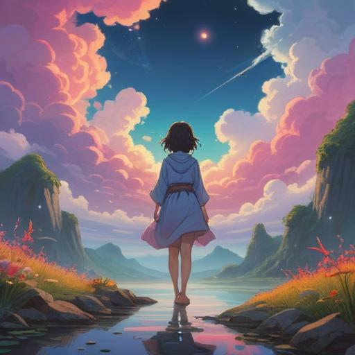 A serene and tranquil scene depicting a person in a meditative pose surrounded by soft, ethereal light, dreamlike landscapes with floating clouds and gentle pastel colors, representing the spiritual meaning of sleepy periods, peaceful aura, connection to the inner self, harmony with nature, calming atmosphere, 4k