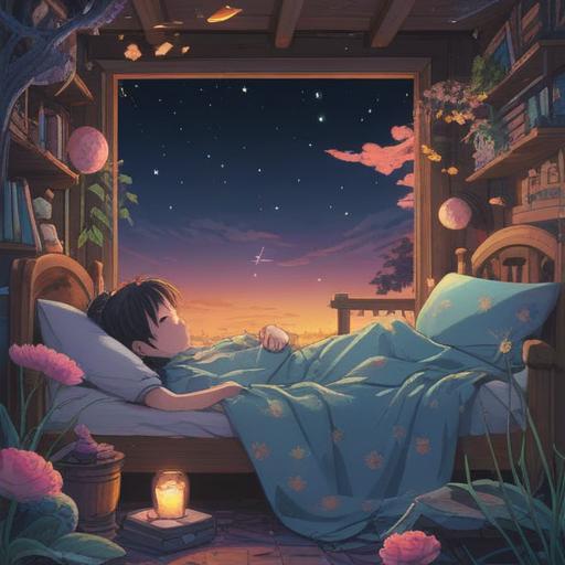 A dreamy illustration of a person dozing off under a starlit sky, filled with ethereal symbols, gentle whispers of love, floating hearts and shimmering stars, a sense of longing and hope, mystical aura surrounding the scene, serene atmosphere, spiritual guidance represented by glowing orbs, calming colors, 4k