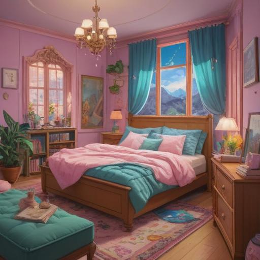 A whimsical illustration of a lucky charm designed for unrequited love, featuring a dreamy pastel color palette, a cozy bedroom setting, soft plush heart-shaped charm hanging from a fairy light, a sleepy character gazing out the window with a hopeful expression, enchanting starry night sky, a gentle aura of romance and longing, 4k