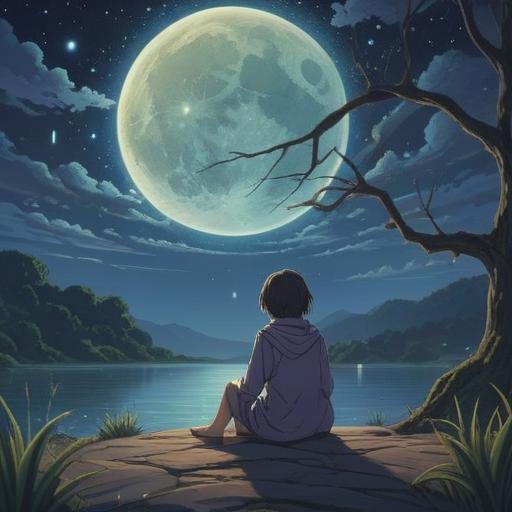 A serene scene depicting the concept of spiritual signs from heartbreak, a person sitting under a starlit sky, gentle tears reflecting moonlight, ethereal glow surrounding the figure, soft pastel colors, subtle aura of hope, nature elements like blooming flowers symbolizing renewal, contemplative expression, soothing atmosphere, 4k