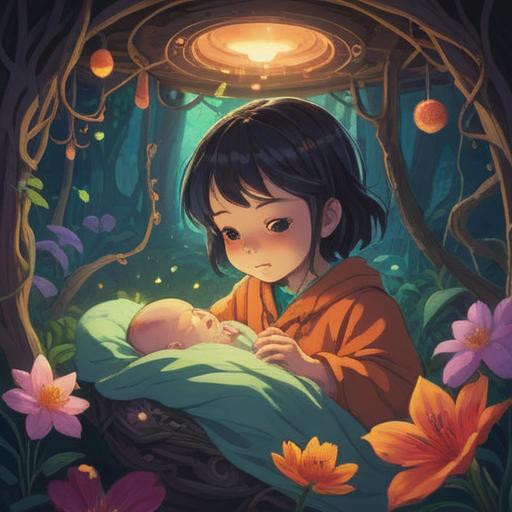 A serene scene depicting a premature baby surrounded by gentle light, soft focus on nurturing hands, subtle symbols of growth and protection in the background, ethereal elements representing spiritual signs, a peaceful hospital environment, soothing colors, warmth and hope emanating from the imagery, 4k