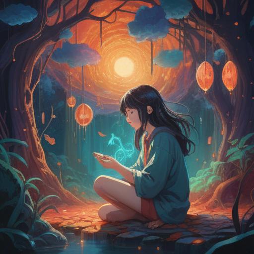 A surreal illustration depicting spiritual signs during taste disorders, ethereal colors, mystical symbols in the background, a person reflecting with a thoughtful expression, transparent waves representing taste sensations, ambient light creating an otherworldly atmosphere, symbolic elements of healing and guidance, 4k