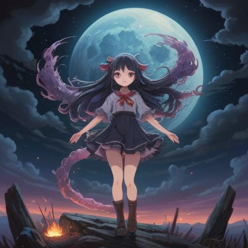 A full moon eclipsing in the night sky, casting eerie shadows, illuminated by a mystical glow, surrounded by swirling clouds, symbols of spiritual awakening, a sense of foreboding and wonder, an enchanting landscape, tranquil yet ominous atmosphere, vibrant colors, intricate details, 4k