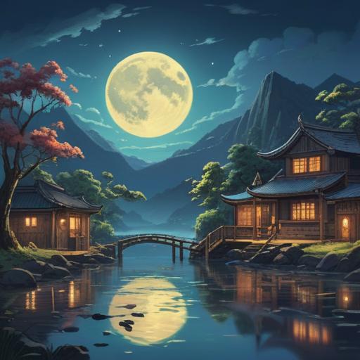 A serene landscape under a full moon, soft ethereal glow illuminating the night sky, mystical symbols in the air, tranquil waters reflecting moonlight, spiritual beings guiding the viewer, aura of positive energy, enchanting ambiance, harmonious nature surrounding, thoughtful and introspective mood, 4k