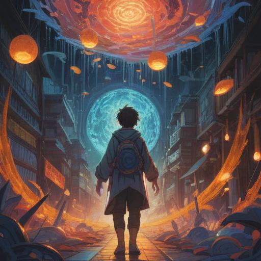 A mystical scene depicting a person experiencing dizziness, surrounded by swirling ethereal lights, symbols of spiritual guidance like feathers and orbs, a serene yet slightly uneasy expression on their face, soft focus background with muted colors, hints of nature blending with the surreal, 4k