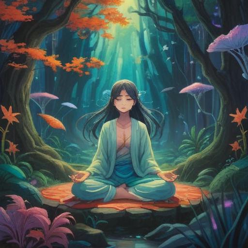 A mystical and serene scene depicting the spiritual meaning of chronic sinusitis, ethereal wisps of energy surrounding a peaceful figure meditating, soft light filtering through a lush forest, vibrant greenery symbolizing healing and renewal, gentle aura reflecting inner harmony, deep connection to nature, vibrant colors, tranquil atmosphere, 4k